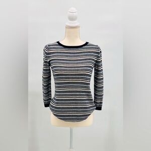 Talbots Top Blouse  Pullover Knit Blue White Size S